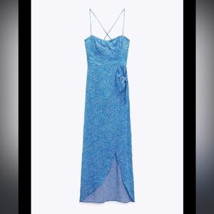 Zara Blue Wrap Knot Dress